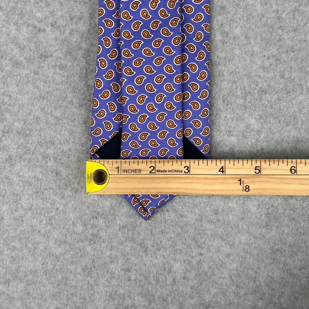 Vintage Polo Ralph Lauren Necktie Silk Blue Paisley Made In Italy Tie